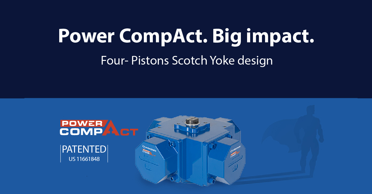 Gain power, and save space and costs with Habonim’s four-piston Scotch yoke actuator